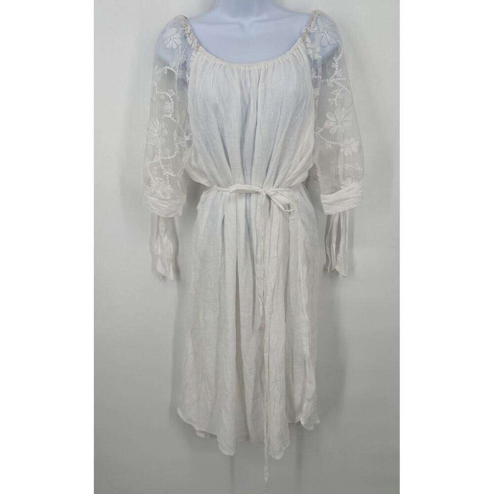 Mile Gabrielle  Romantic‎ Dress Size L Pullover white  rayon sleeves  sheer
